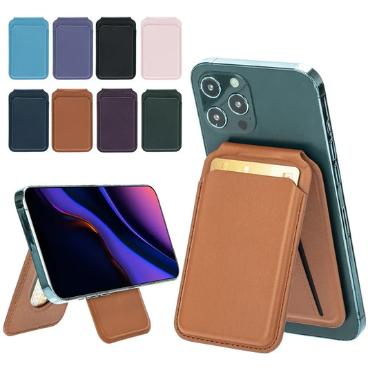 Magnetic Folding Wallet Card Holder Leather Phone Stand for Magsafe IPhone 14 13 15 Pro Max 16 Macsafe Support Telephone Bracket